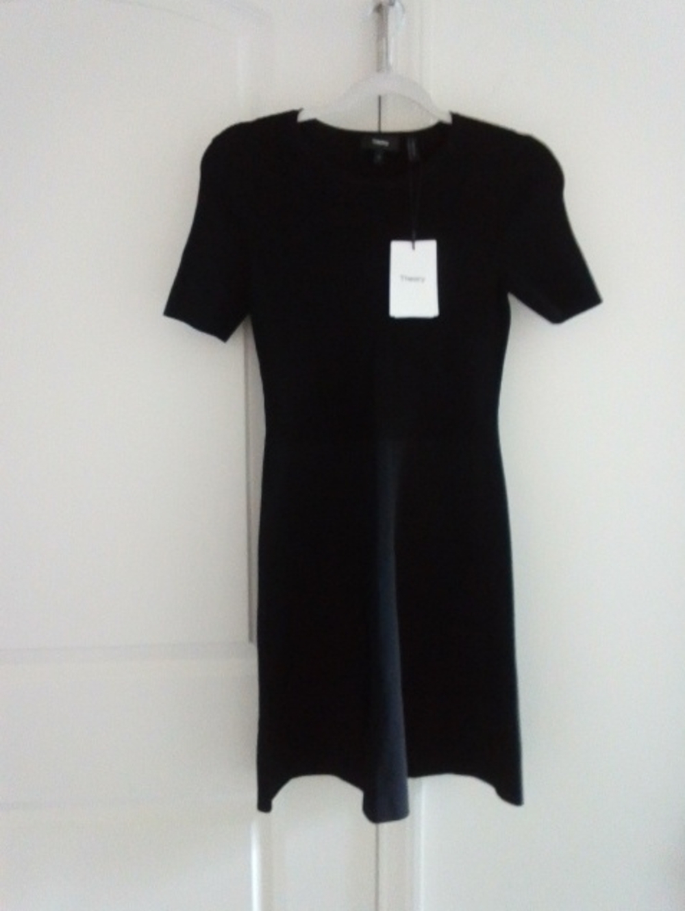 Theory Black Short-Sleeve A-Line Dress